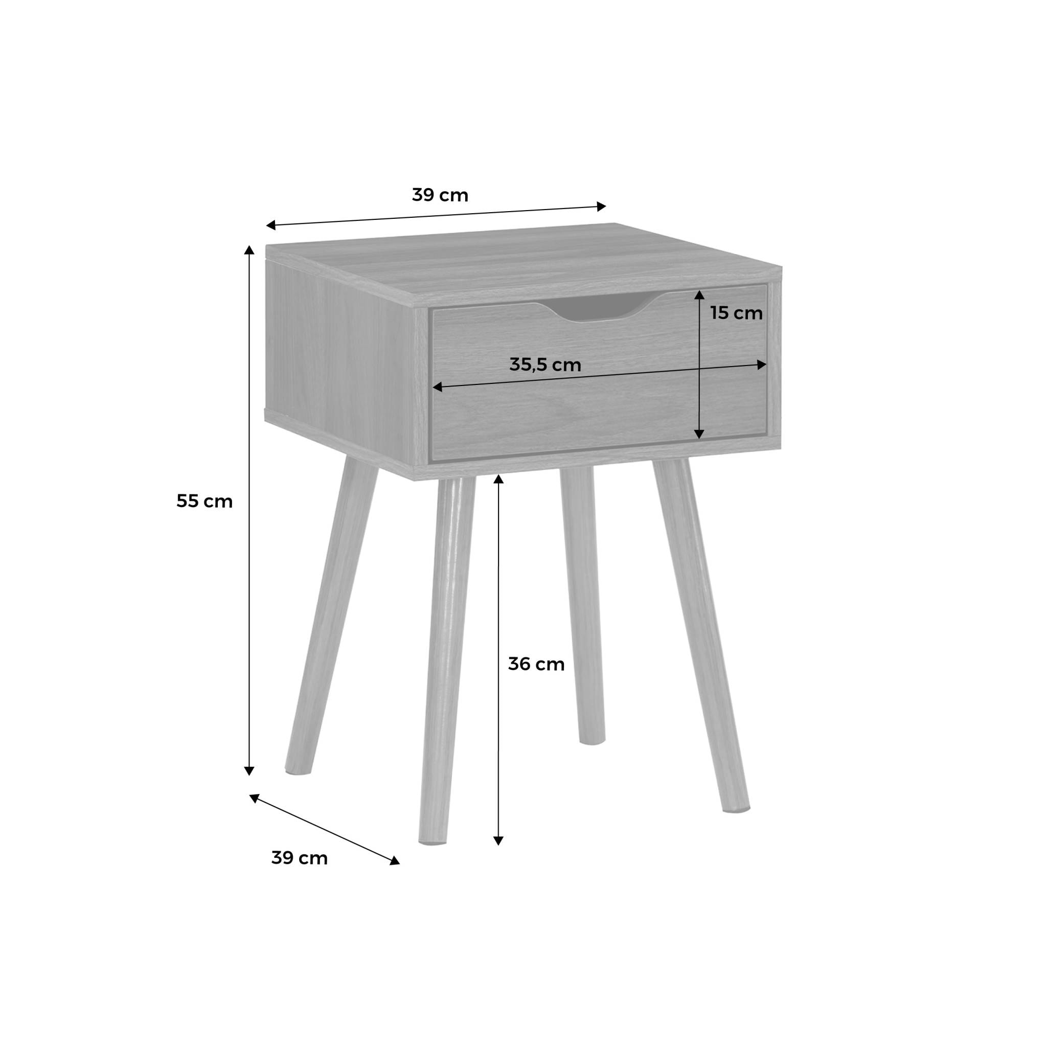 Lot de 2 tables de chevet décor bois teinté noyer. 1 tiroir