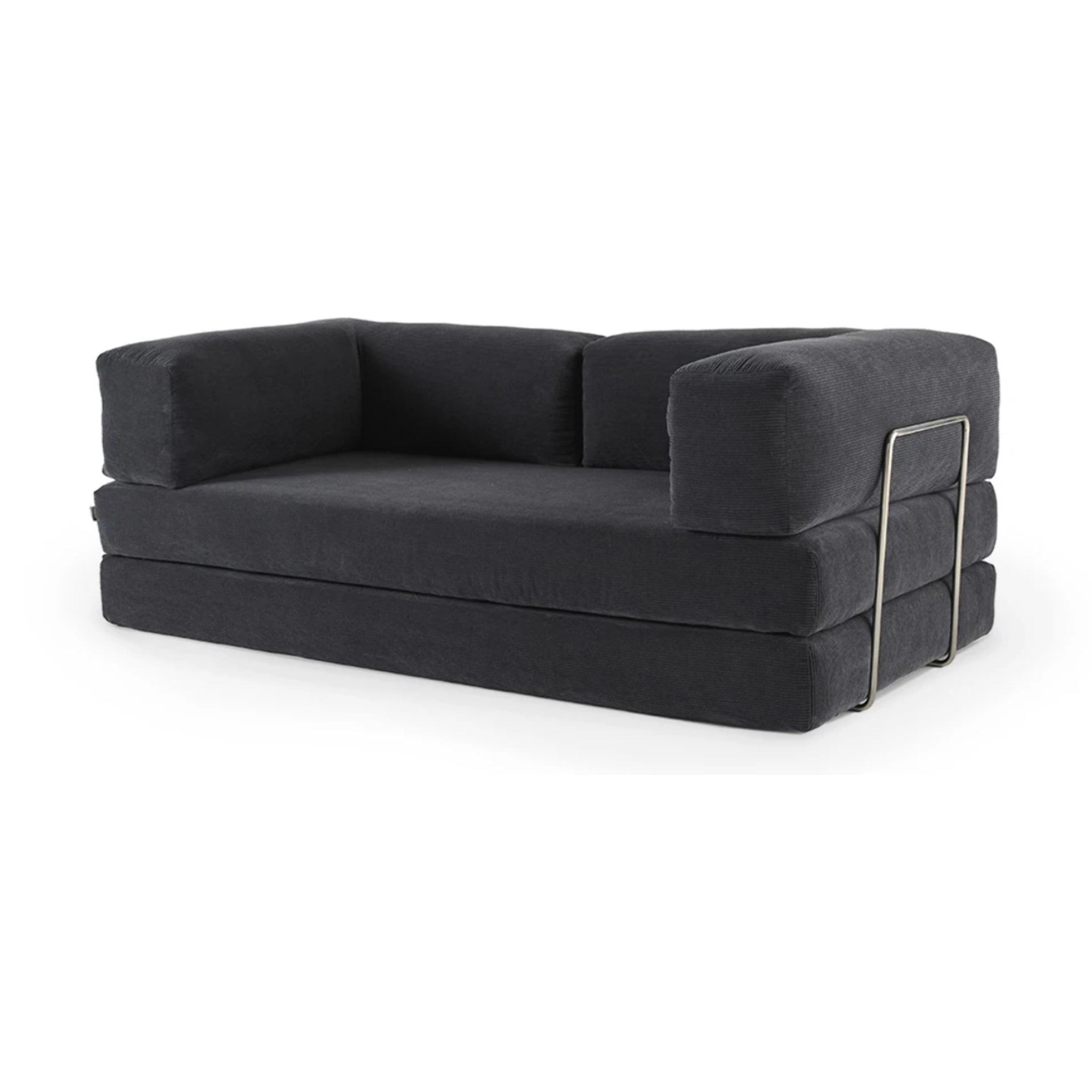 TRENDY - Canapé compressé 3 places modulable en velours côtelé anthracite
