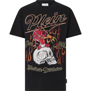 PHILIPP PLEIN Round Neck T-Shirt Little Devil Crystal
