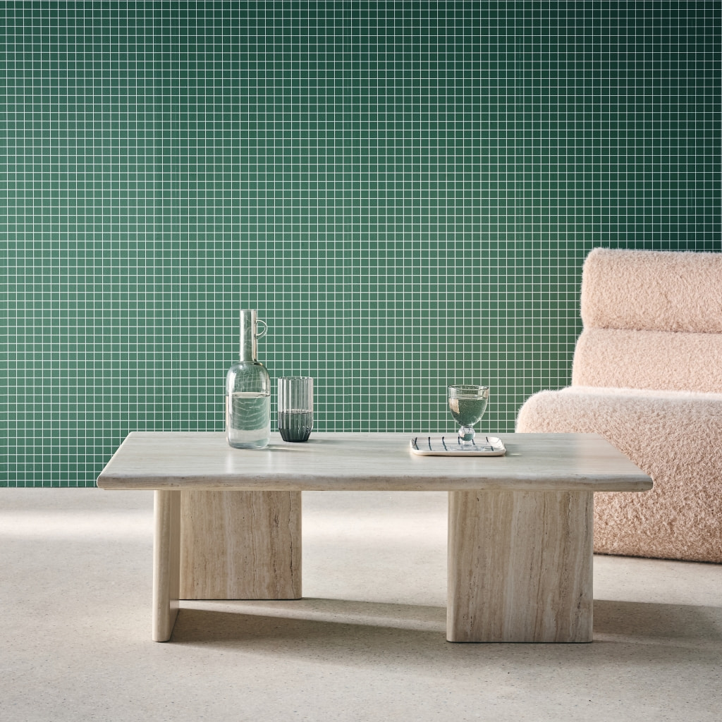 Table basse rectangulaire MDF effet travertin