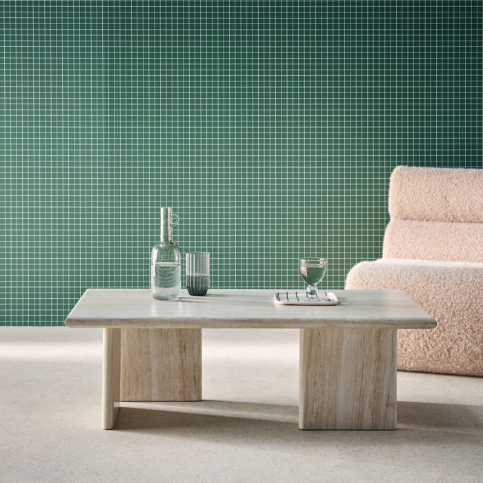 Table basse rectangulaire MDF effet travertin