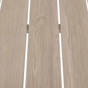 Table de jardin "Évasion" effet bois lin & argile 2 places lates en aluminium