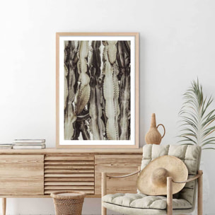 Poster cactus mood Affiche + cadre en bois - Chêne
