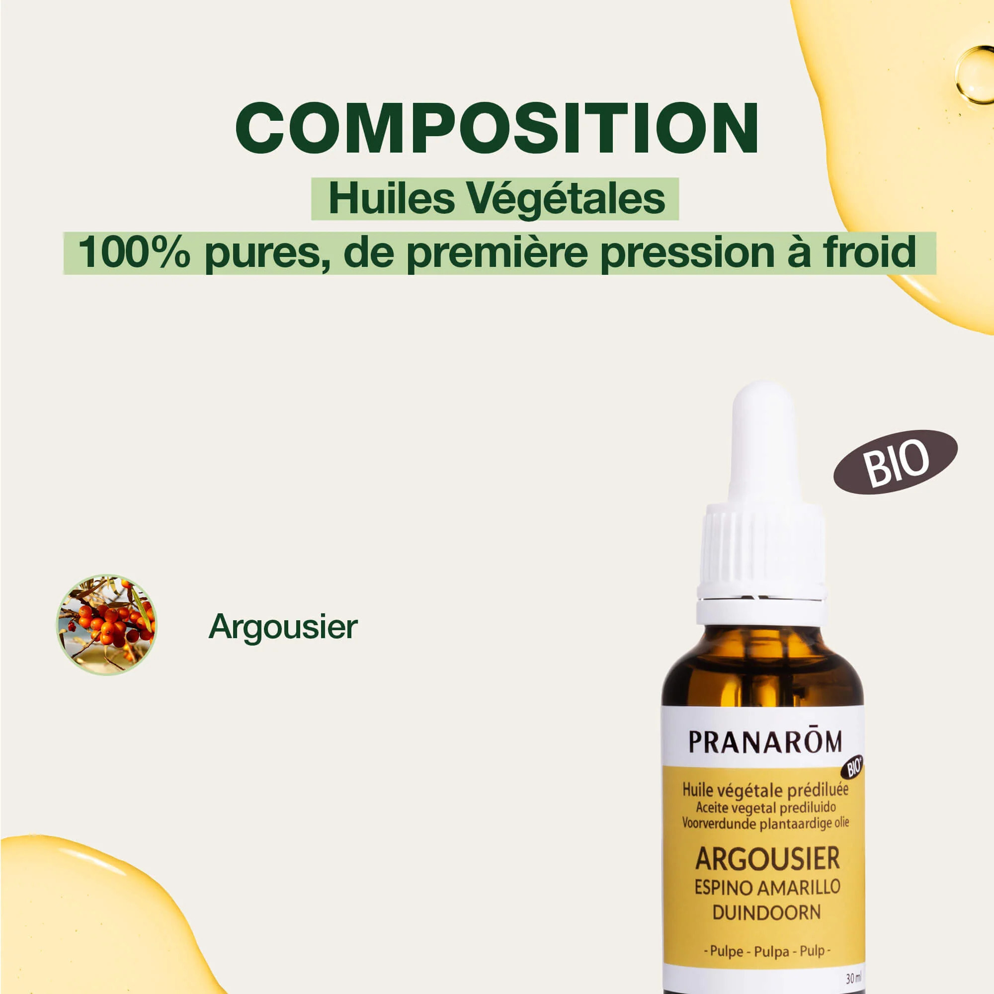 Pranarom - Huile Végétale d'Argousier - Bio - 30 ml