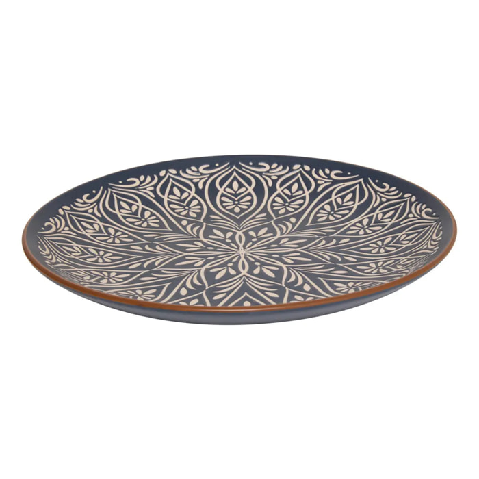 lot de 6 Assiettes plates Ines D27cm bleu