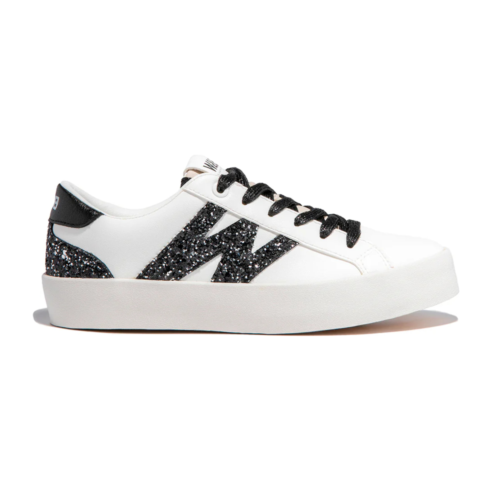 Zapatillas blancas con glitter negro y logo lateral