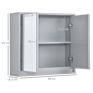Armario de Baño con Espejo de Pared Estante Ajustable de 3 Niveles 48x14,5x45 cm
