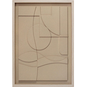 Cuadro Curves resina 3D texturizado abstracto beige 70x50x4 cm