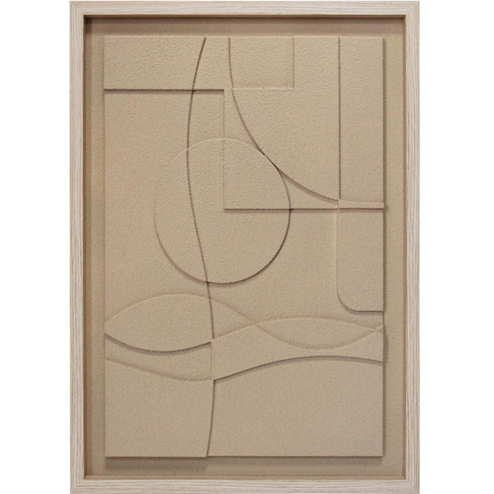 Cuadro Curves resina 3D texturizado abstracto beige 70x50x4 cm