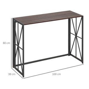 Mesa Consola con Marco de Metal Plegable para Salón Pasillo 100x38x80 cm Marrón