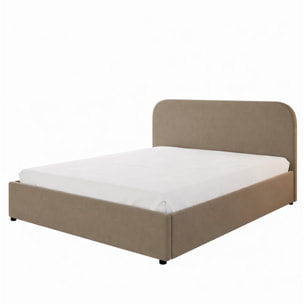 MENDOZA Lit avec coffre de rangement 140x190cm velours taupe