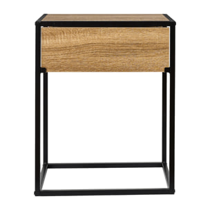 Table de Chevet - HOME DECO FACTORY - Loka - Industriel - Noir et Marron