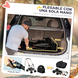 Carrito para Perros Plegable 3 en 1 Cochecito para Mascotas Carrito para Perros Miniatura con Cesta de Almacenaje Ventana de Malla Portavasos y 2 Ruedas Universales 76x50x102 cm Negro