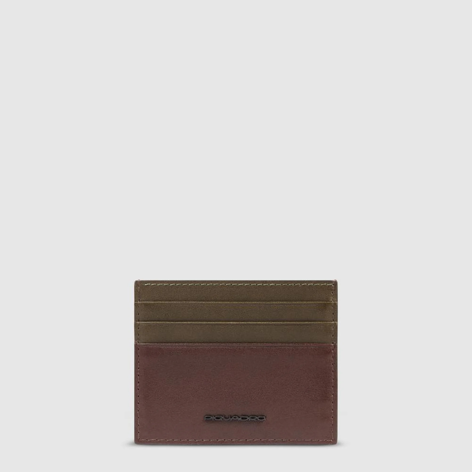 Piquadro Portacarte di credito sottile in pelle, schermato con protezione RFID