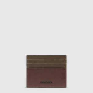 Piquadro Portacarte di credito sottile in pelle, schermato con protezione RFID