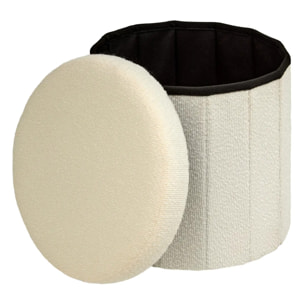 Pouf Fink rond pliable D.38cm blanc