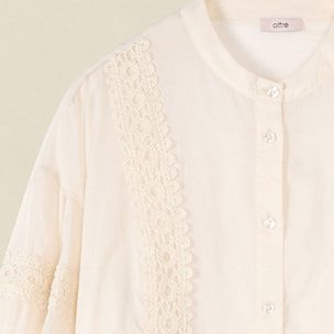 Oltre - Camisa de muselina de algodón con crochet - Blanco