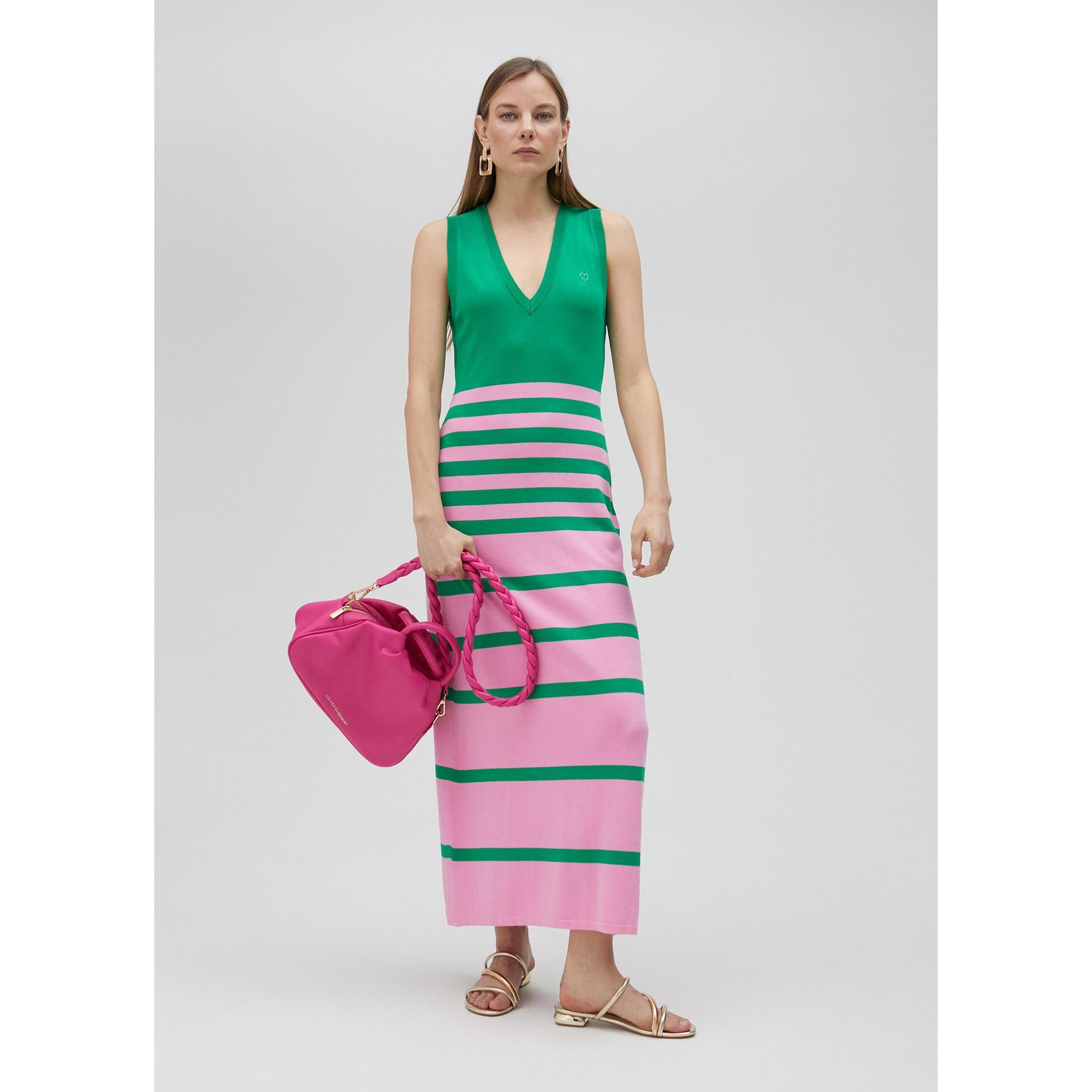 Vestito lungo in maglia bicolore