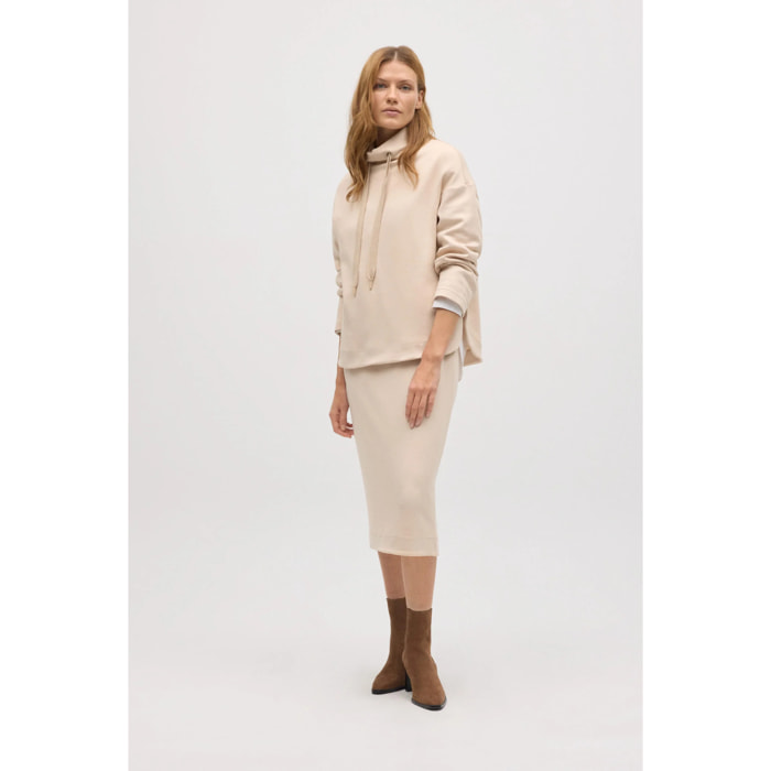 Gonna midi fluida color avorio