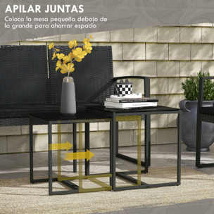 Conjunto de Muebles de Jardín de Ratán Sintético Juego de Sofás Exterior de 5 Piezas con 2 Sofás Individuales 1 Sofá Doble y 2 Mesas de Centro para Patio Terraza Negro