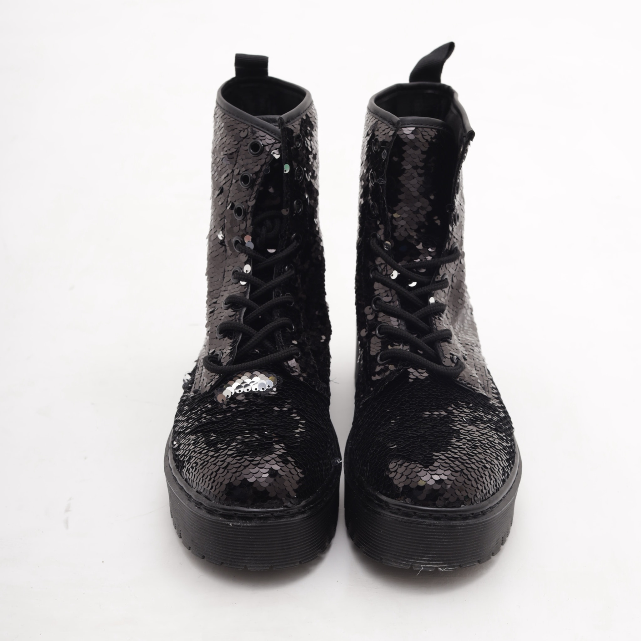 ANFIBIO 8 BUCHI PLATFORM PAILLETTES NERO