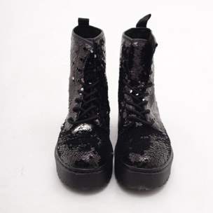 ANFIBIO 8 BUCHI PLATFORM PAILLETTES NERO