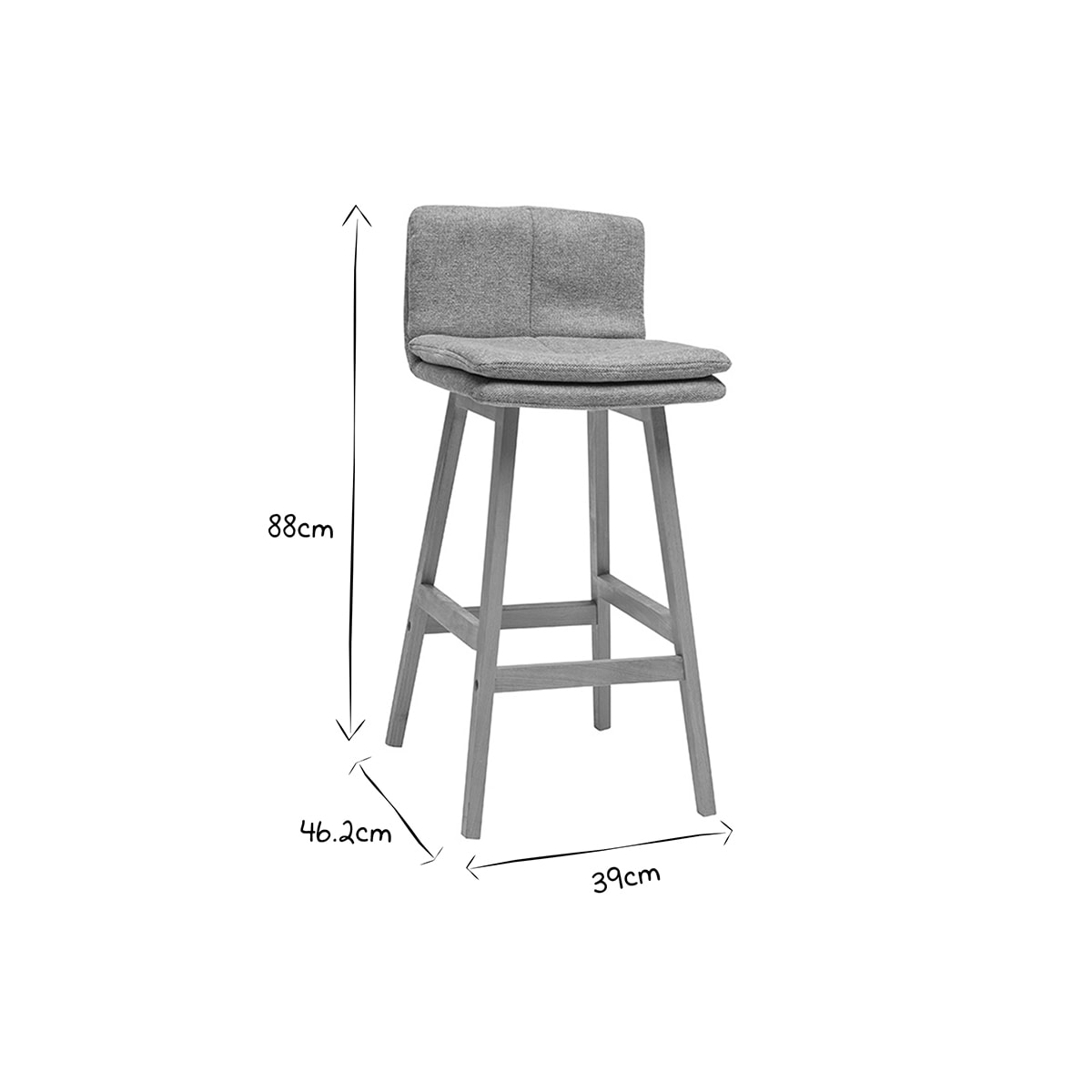 Tabouret de bar en tissu effet velours texturé terracotta et bois (lot de 2) JOAN