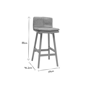 Tabouret de bar en tissu effet velours texturé terracotta et bois (lot de 2) JOAN