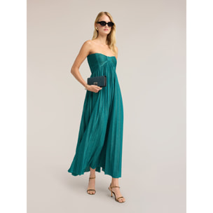 Motivi - Vestito lungo plissé in jersey lurex - Verde