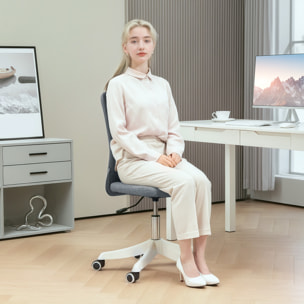 Silla de Escritorio sin Brazos Silla de Oficina Giratoria Tapizado en Lino Sintético con Altura Ajustable para Estudio Dormitorio Tocador Carga 120 kg Gris