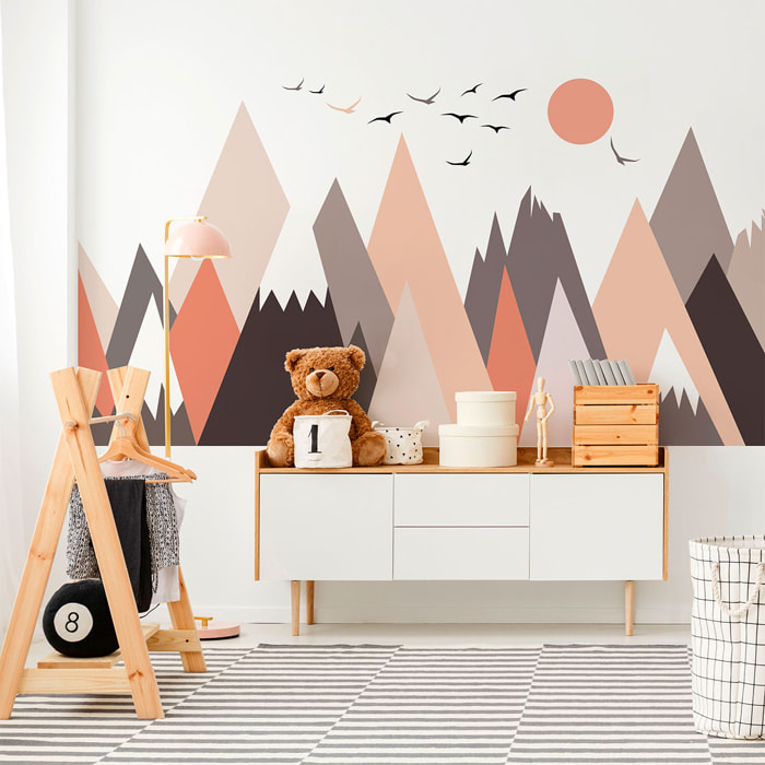 Stickers muraux enfants - Décoration chambre bébé - Autocollant Sticker mural géant enfant montagnes scandinaves FRANSIKA