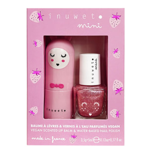 Duo Mini Fraise - Coffret Baume à Lèvres + Mini Vernis à ongles