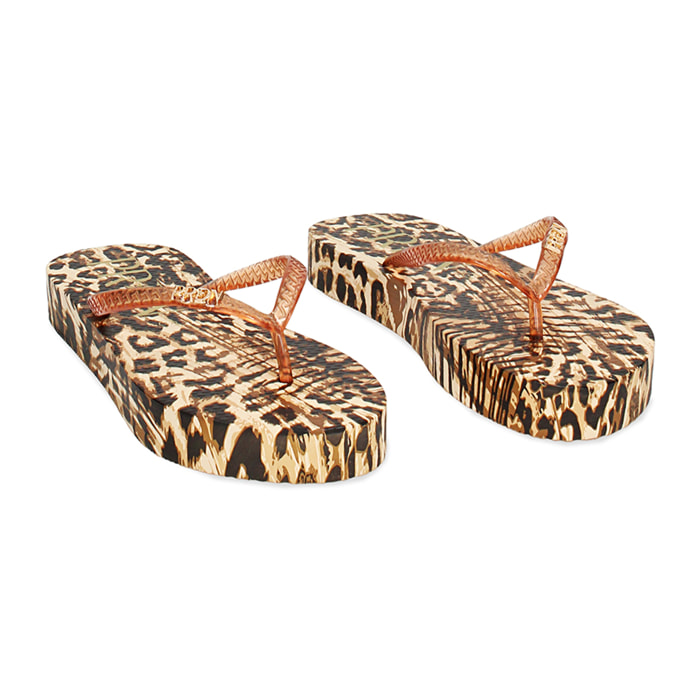 Sandalias de playa leopard print en PVC