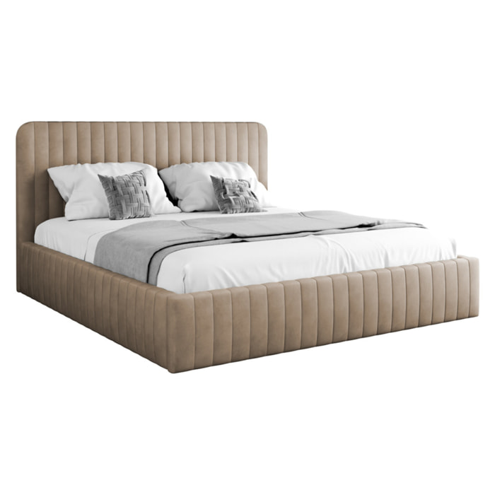 Stuart - lit coffre - 140x200 cm - sommier inclus - en velours - Latte