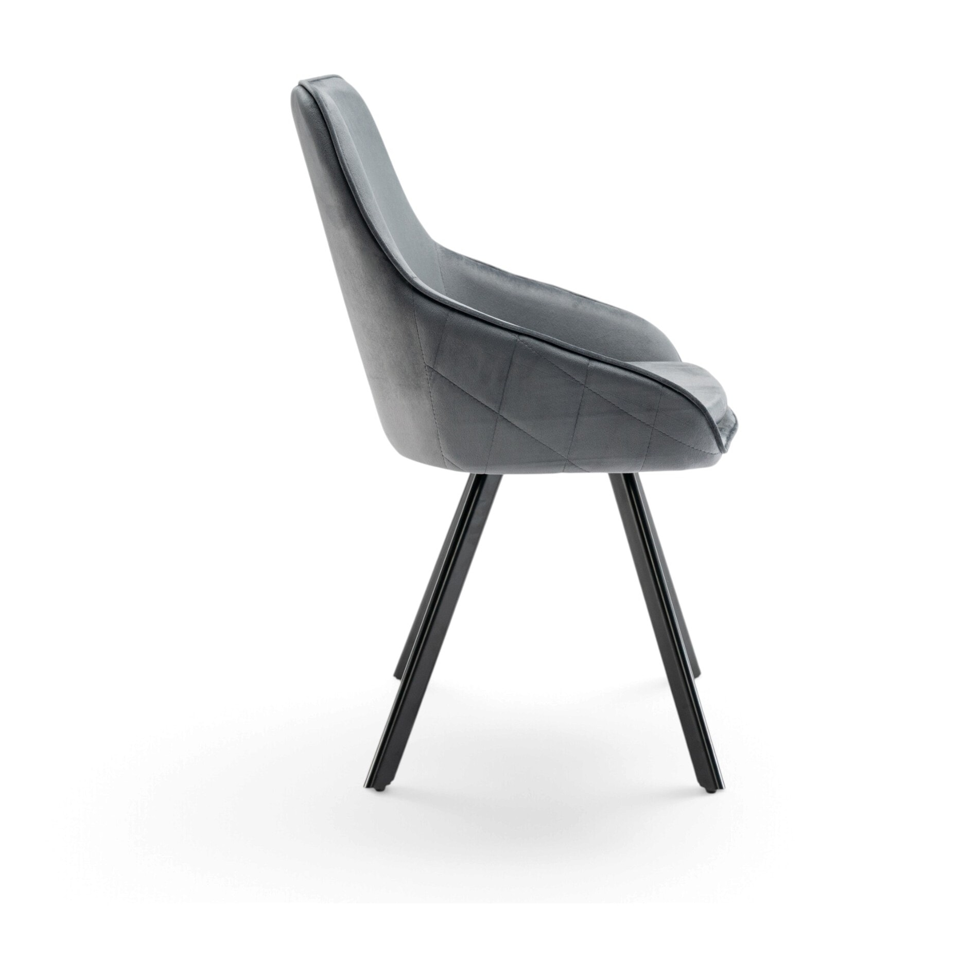 Set di 2 sedie TOLEDO in tessuto effetto velluto grigio e gambe nere
