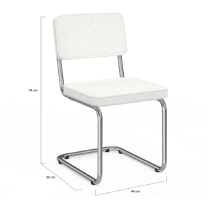 Chaises Naya en bouclette crème et pied métal - lot de 4