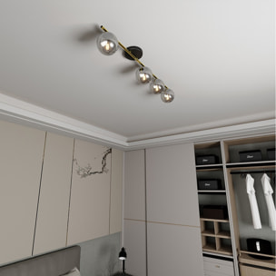 Lampada a sospensione Monza in acciaio oro e nero con diffusori in vetro