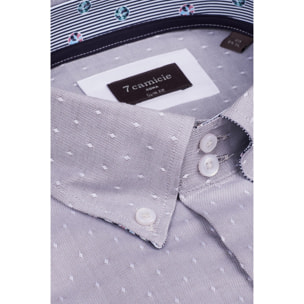 Camicia Uomo 2 Bottoni Button Down Slim Oxford Fantasia Grigio/Bianco