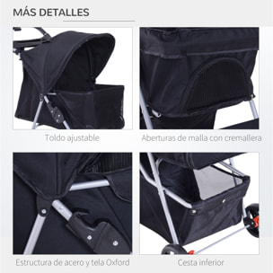 Cochecito Plegable Mascota de Metal Oxford 75x46x94cm Negro