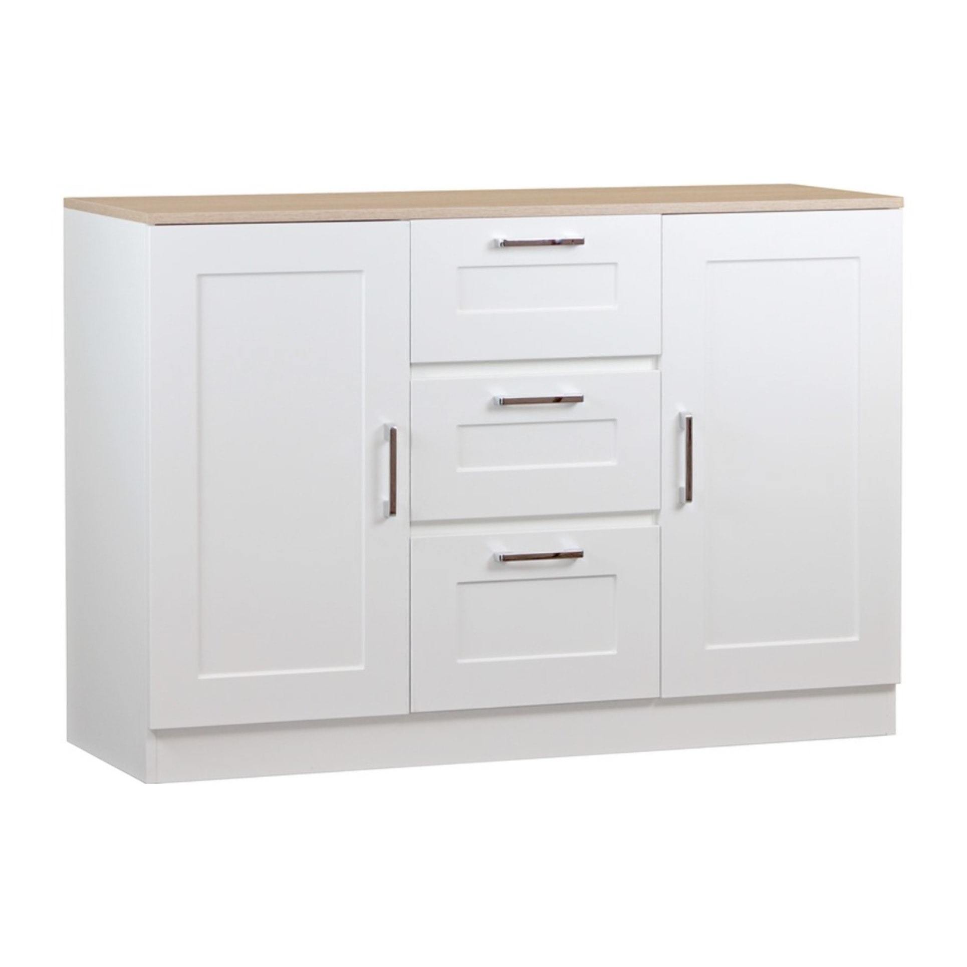 Credenza bianca con top in legno 120x82,5x40 cm