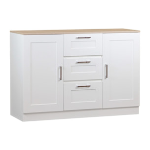 Credenza bianca con top in legno 120x82,5x40 cm