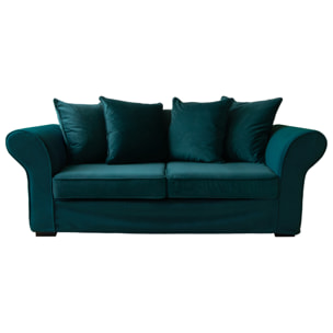 Canapé 3 places convertible en velours vert émeraude OSCAR