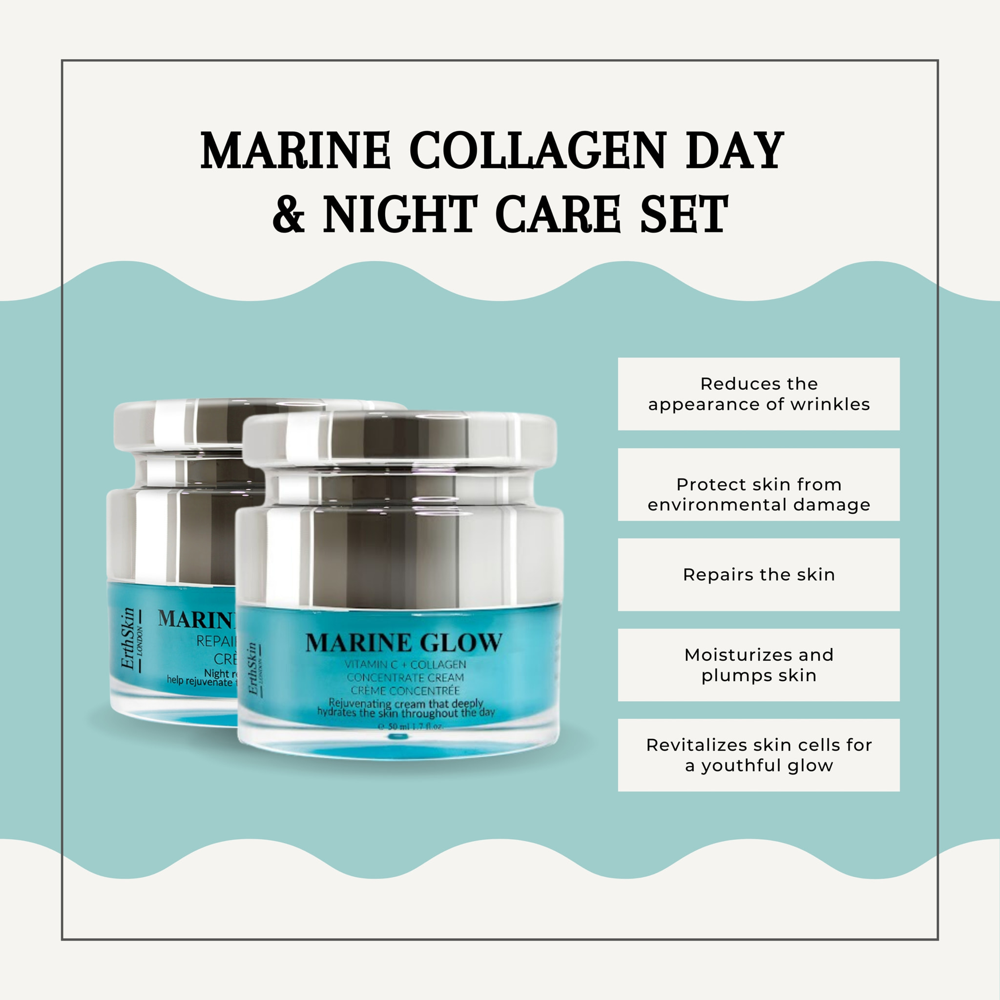 Crema Concentrada Marine Glow + Vitamina C 
 Crema de Noche de Colágeno Marino