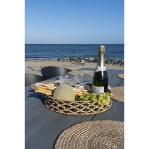Nerja — Vassoio rotondo in alghe marine intrecciate nero/naturale, ø38 cm