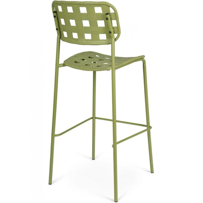 Set di 4 sgabelli CLOVER in polipropilene verde e struttura acciaio, impilabili