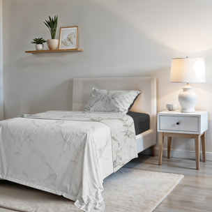 COMPLETO LETTO FASHION, 100% Microfibra, No Stiro - MARBLE