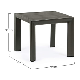 Set 2 tavolini da giardino ZARAGOZA antracite in alluminio verniciato, 40×40 cm