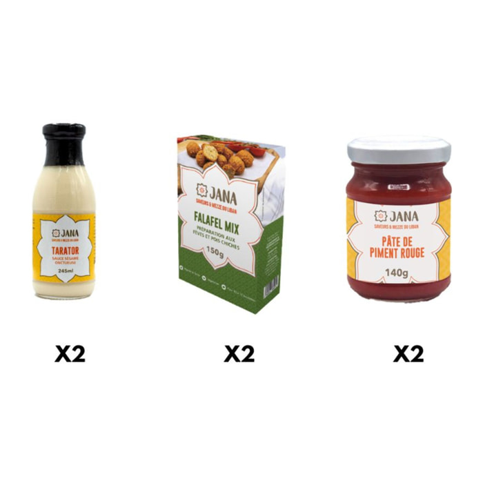 Habibi Trio : 2 Falafels 2x150g + 2 Sauces Tarator 2x245ml + 2 Pates de Piment Rouge 2x150g - Liban