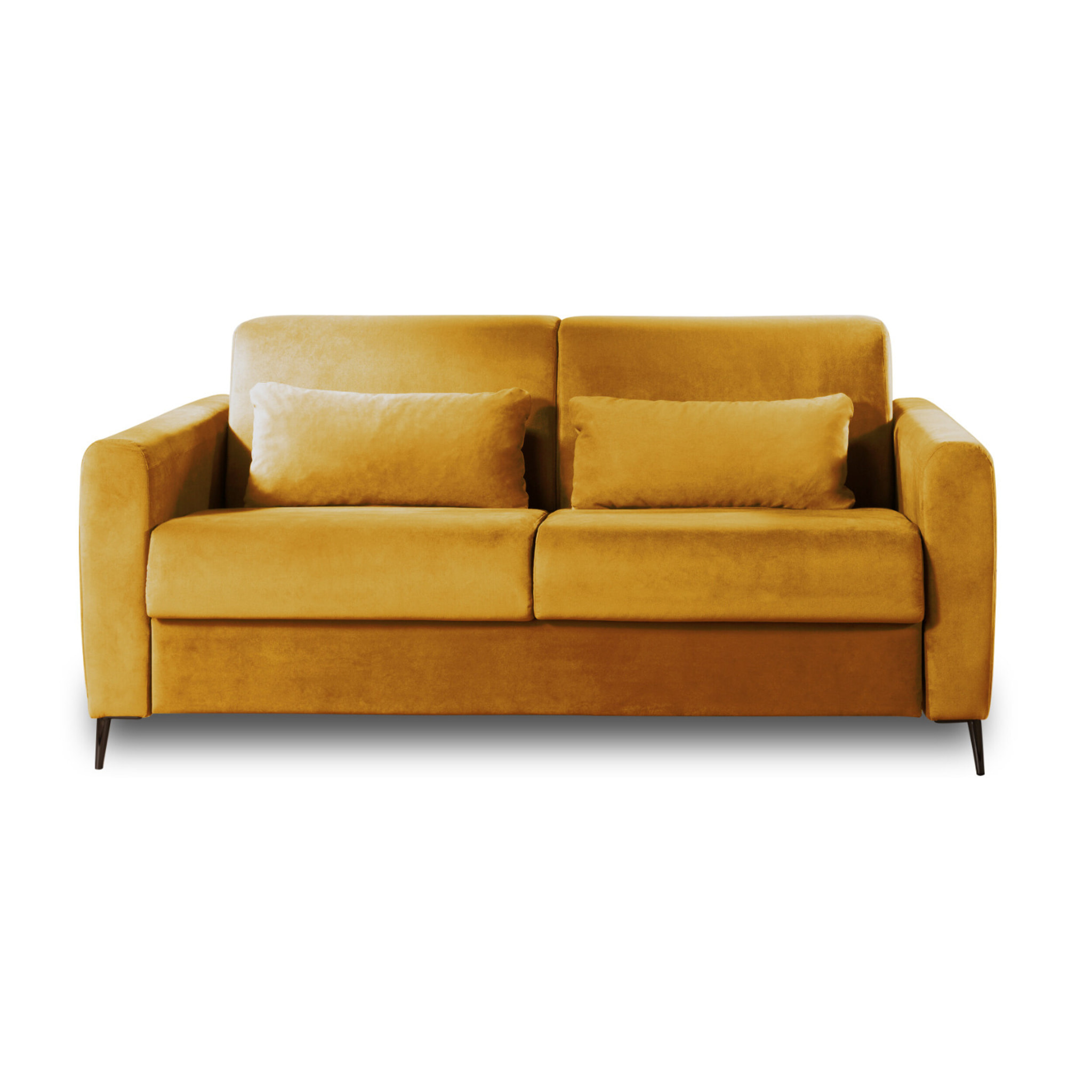 Owen - canapé lit 3 places convertible express couchage quotidien 140 cm matelas 12 cm en velours - Jaune