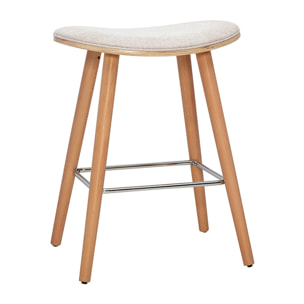 Tabourets de bar en tissu effet velours texturé beige et bois clair H65 cm (lot de 2) MEADOW